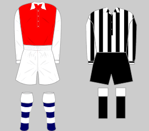Arsenal and Newcastle, historical kits